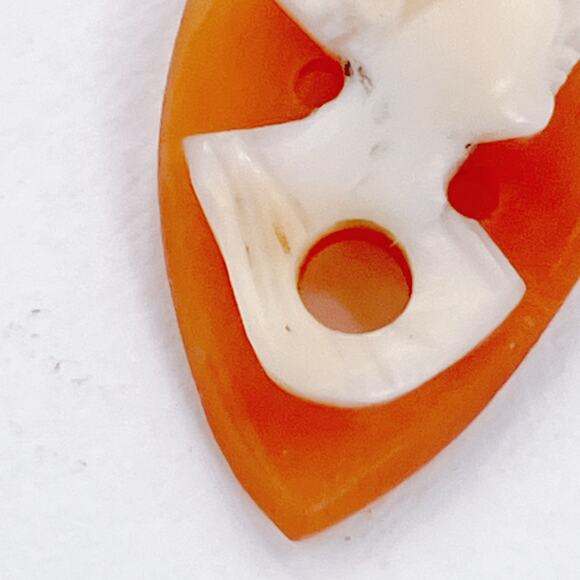 Vintage Mid Century Shell Cameo Cabochon Navette Unmounted 1935–45 Jewelry Part - Picture 3 of 9